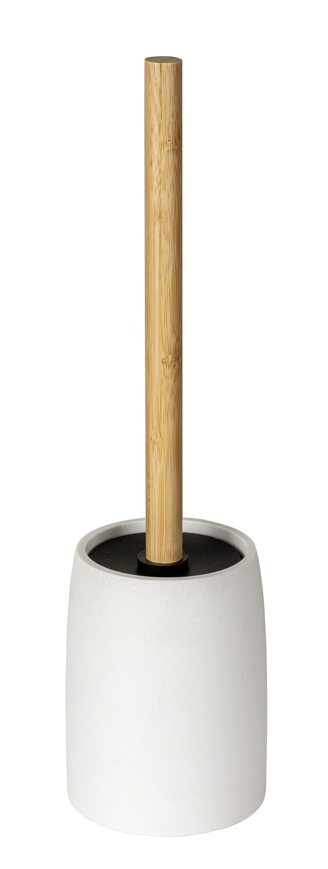 WENKO Altavalle Freestanding Toilet Brush Set Polyresin and Bamboo for Bathroom and Guest Toilet Diameter 10.5 cm Height 38.5 cm White Black Natural