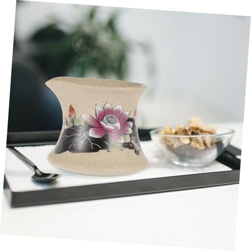 DONFAMDS 荷花公道杯 耐熱陶土製手描き茶器 茶海としても使えるレトロデザイン 公共用ティーカップ ホームカフェ向け