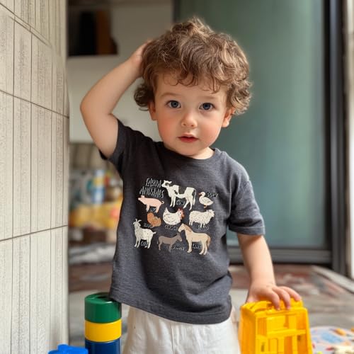 Kids Graphic Tees Cute Mushroom Toddler Shirt Farm Animals Ducks Chickens Natural Boys Girls Clothes Tops 2-7 Years4