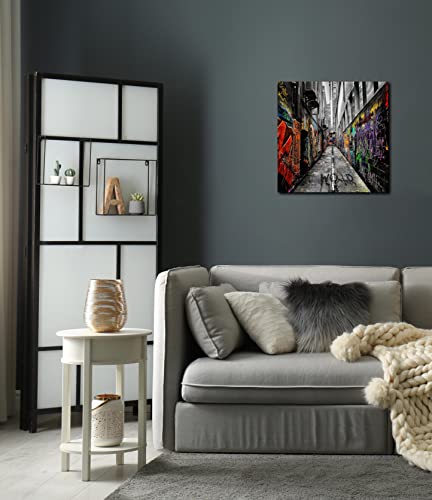 Canvas Wall Art Street Graffiti Picture Banksy Wall Art For Bedroom Living Room Framed Wall Art Easy To Hang Size 20" W X 20 H #TOP2