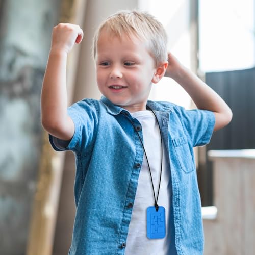 Chew Necklaces for Sensory Kids, Maze Design Chew Necklace, Oral Motor Chewy Teether for Chewers with Autism, ADHD, SPD, or Biting Needs, 4 Packs - Image 3