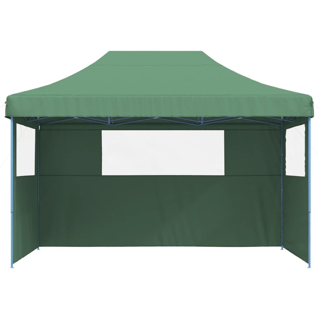 Namiot imprezowy składany Pop-up z 3 częściami bocznymi, zielony, namiot ogrodowy 410 x 279 x 315 cm, malowany proszkowo stalowy stelaż, tkanina Oxford z powłoką PCW