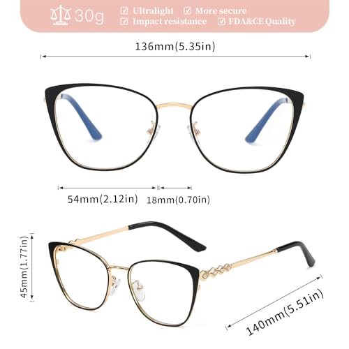 Image of MORESHINE Fashion Cat Eye Blue Light Blocking Glasses for Women, Glasses for Reading /Computer /TV /Phones Eye Strain