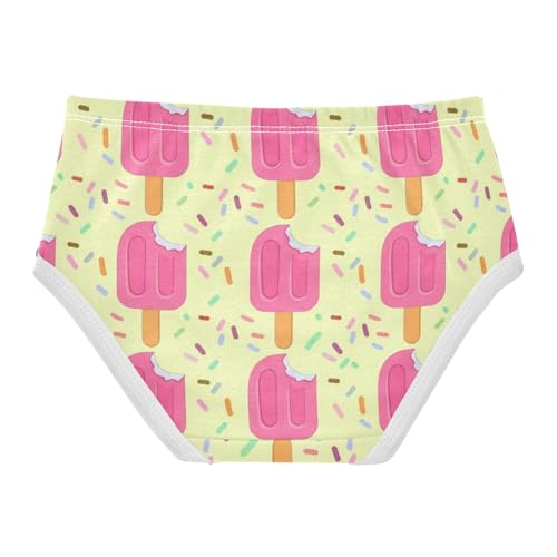 Cotton Girls Underwear Toddler Pink Popsicles Ice Light Yellow Panties Little Girl Cartoon Kids Briefs Undies 2t2