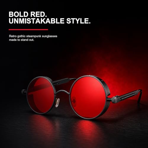 Image of PROUDDEMON Retro Gothic Steampunk Sunglasses for Women Men Round Lens Metal Frame