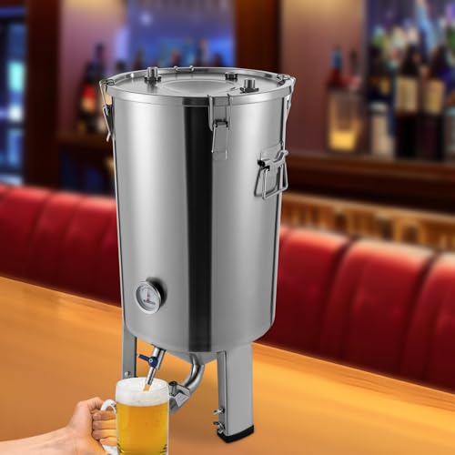Controllo preciso della temperatura: grazie al termometro LCD integrato, la temperatura fino a 104 ℉ è sempre sotto controllo. La spirale di raffreddamento rimovibile consente di raffreddare la birra in modo efficiente a 62,6-71,6 ℉ grazie al raffreddamento ad acqua senza aprire il coperchio, che supporta in modo ottimale il gusto della vostra birra artigianale
