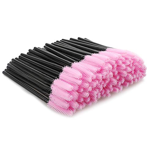 G2PLUS 100PCS Cepillo Pestañas Silicona：cepillos pestañas desechables negro y rosa,rimmel cepillos silicona para Extensiones y accesorios de maquillaje de ojos