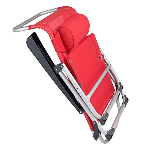 Chaise de plage Red Mountain Rouge de Montagne, fauteuil alu deluxe pour extérieur confort - 5