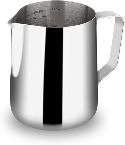 Jarra de espuma de leche de 12 onzas  11.8 fl oz  Jarra de vapor watchget Espresso de acero inoxidable para espuma de leche, para capuchino, latte,
