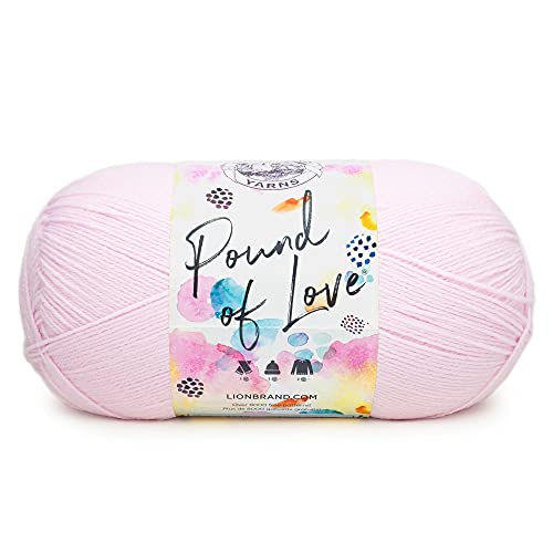 Image of Lion Brand Yarn 550-101A Pound of Love Yarn, Pastel Pink | Large Skein Everyday Basic 100% Acrylic Worsted Weight Knit Fiber for Baby Blankets, Classic Afghans, Sweaters, Scarf Sets