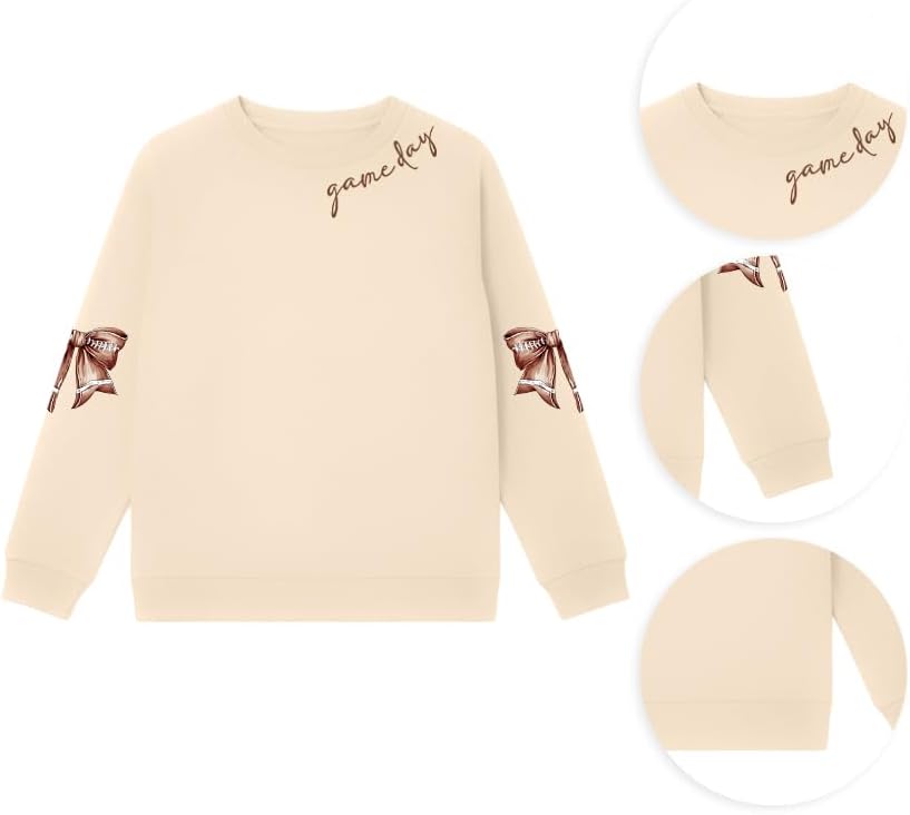 Kids Game Day Shirts: Boys and Girls Football Long Sleeve Tee Football Party Athletic Sports Fans Tops 5-14Y - Image 5