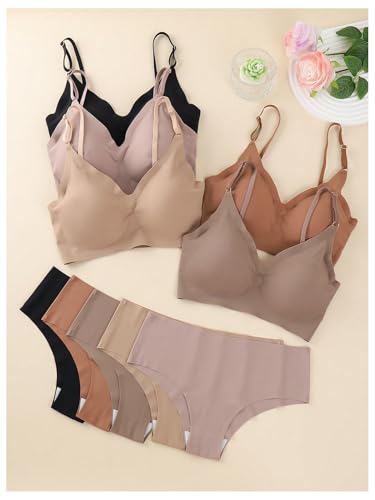 Verdusa Women's 10 Piece No Show Sexy Lingerie Sets Seamless Wireless Bra and Panty Set3