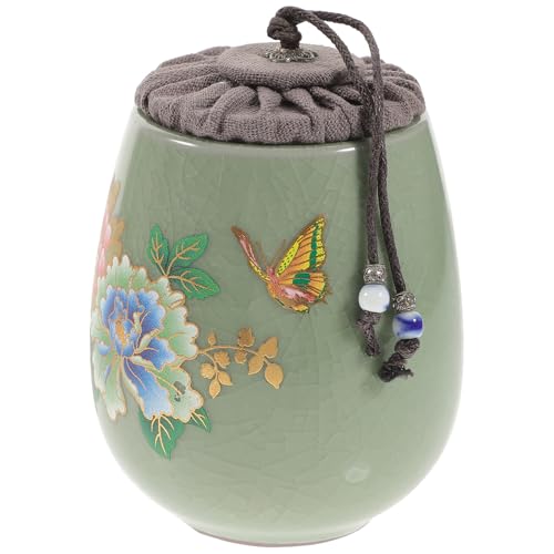 Luxshiny Tarro de Almacenamiento de Cerámica y Delicada Artesanía Diseño con Tapa de 225ml Adecuado para Almacenar Té y Decorar Tu Hogar
