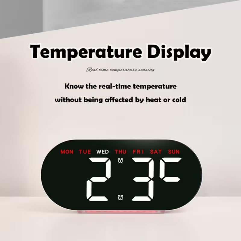 Image of 7.8'' Digital Alarm Clock, LED Digital Clock with Ambient Light, with Day /Date /Temperature / 12 / 24H / Dual Alarm /Snooze, Bedside Desk Table Clock, for Office Bedroom Kids Elderly