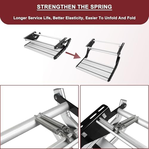 Electric RV Steps - Retractable Manual Aluminum Stair for Motorhomes & Campers, Non-Slip Pedal, Foldable Caravan Steps, Heavy-Duty, Easy to Install, Safe & Sturdy