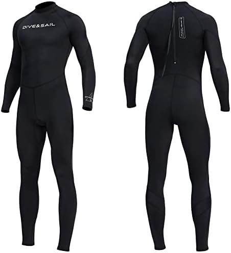 Dive Skins for Women Men Full Body Swimsuit Rash Guard Scuba Skin Thin Wetsuit, One Piece Long Sleeve Quick Dry Diving Skin UV Protection Surfing Spandex Wet Suit for Water Sport (XL, Men-Black)
