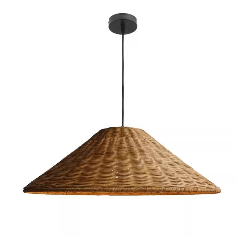 YNAHZAOK Natural Bamboo Rattan Lighting Fixture for Hotel Restaurant Pastoral Rattan Woven Chandelier with Adjustable Suspension Line Vintage Hand-Woven Restaurant Tea Room Entryway Pendant Lamp