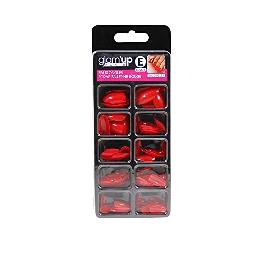 Glam'Up Paris - Uñas postizas - Cobertura completa - Fácil de usar - 100 piezas - Forma bailarina - N º 178 - Rojo thumbnail