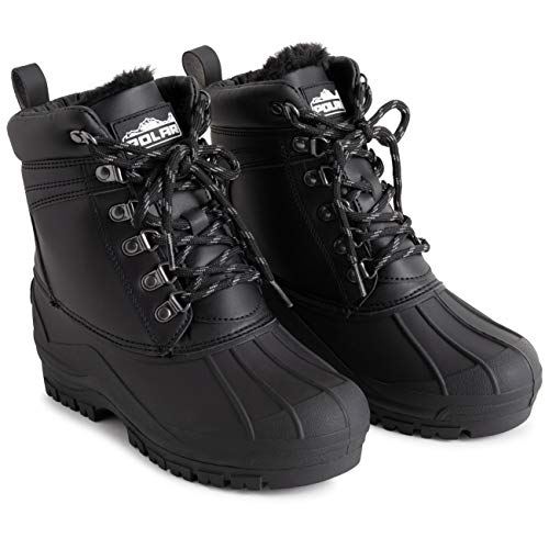 Image of POLAR Mens Muck Lace Up Short Nylon Winter Snow Rain Lace Up Casual Duck Boots