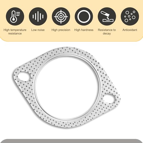 Image of Eratus 2 PCS Car Exhaust Pipe Interface Gasket, 5.33 inch Length 3.92 inch Width 3.05 inch ID Dual Hole Tinplate Graphite Dual Hole High Temperature High Pressure Flange Gasket, for Most Car Models (Silver)