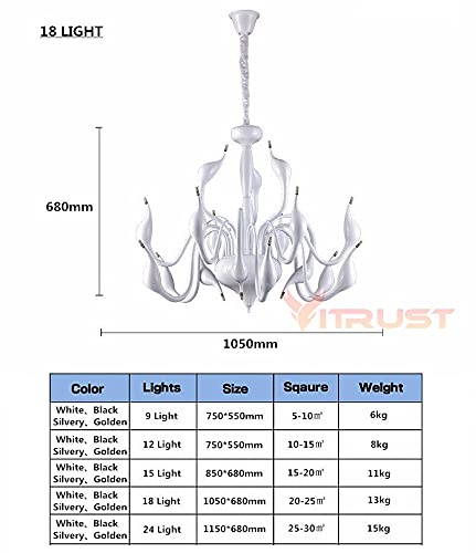 Elegante lampadario a LED a Forma di Cigno Color Argento - Stile Art Déco a 6 Candele, Compatibile con lampadine G4, Perfetto per Ambienti Moderni e Loft, Illuminazione d'arredo di