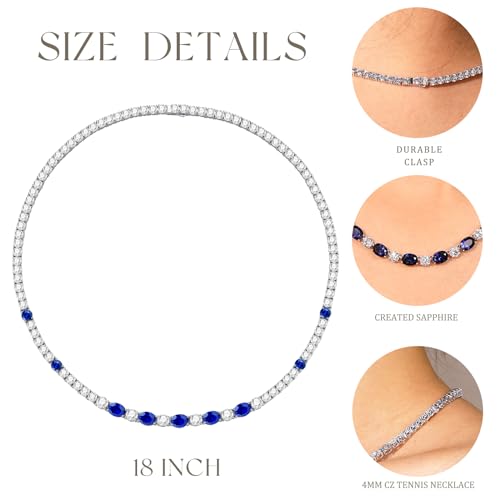 FANCIME Sterling Silver Tennis Necklace 4mm 18 inch Birthstone Necklace with 6 * 8mm Oval Gemstone Luxury Fine Birthday Jewelry Gifts for Women4