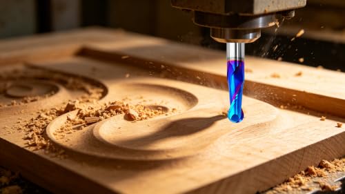 Image of Ball Nose CNC Router Bit 3 /8 Inch Shank with Blue NACO Coating