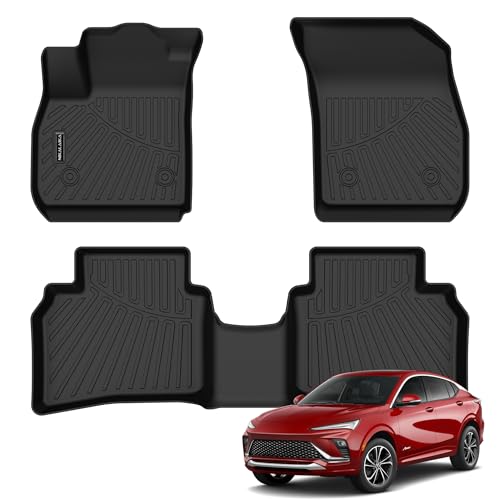 NIKALAIKA Floor Mats for 2021-2024 2025 2026 Buick Envision All Weather Protection TPE Rubber Floor Liners for 2021-2026 Buick Envision Full Set Automotive Mat Accessories Odorless Anti-Slip Black