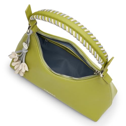 Image of Miraggio Pistachio Shoulder Bag For Woman With Zipper Closure & Floral Charm | Shoulder Bag For Women Stylish For Daily Use | Handbag For Woman | Gift Items For Women