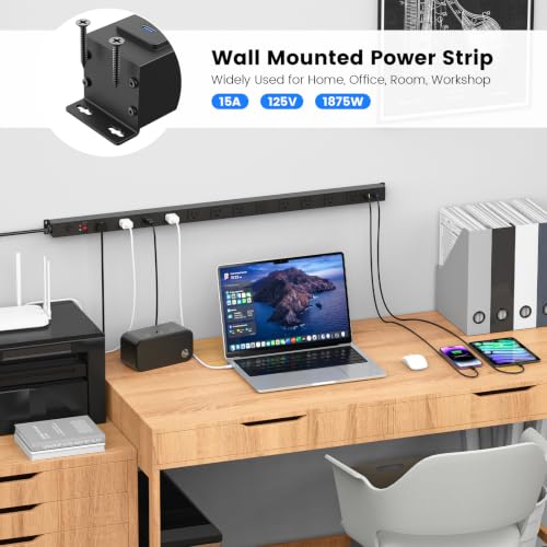 HHSOET Extensión eléctrica larga de escritorio con puertos USB C, negro, 4FT miniatura 4