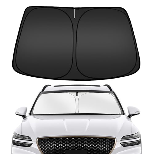 Image of ARISMOTOR Windshield Sun Shade for Genesis GV70 2022-2025 2026, Custom Fit Foldable Front Window Sunshade Sun Visor Protector, Block UV Rays Keep Your Car Cooler