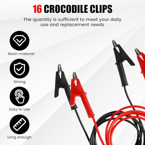 Image of 8PCS Alligator Clips 3.3 Ft, Jumper Wires Alligator Clips Dual Ended 39 inch / 1m Test Leads Set, 1000V 10A Test Flexible Wire Cable with Protective Insulator Clamps (8PCS Red + Black)