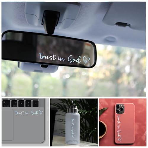 Image of Miarita 3X Trust in God Rearview Mirror Decal, Vanity Mirror Stickers, Rear View Mirror Sticker, Car Mirror Stickers (Trust in God Holographic)