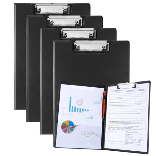 4 Pack Clipboard Folder A4, Foldover Clipboard with Cover File Document Organiser with Pen Holder for School Office Supply