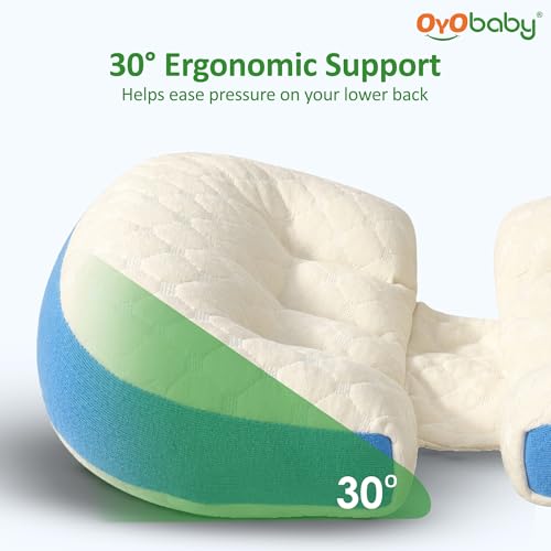 Image of OYO BABY Pregnancy Pillow H-Shape Adjustable Maternity Pillow | Velcro-Fit Belly & Back Support for Side Sleeping | Relieves Waist, Hip & Back Pain | Compact Pregnancy Support Pillow for Comfort- Blue