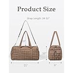 Quilted Travel Duffle Bag for Women Weekender Bag Large Puffer Overnight Bags Soft Puffy Duffel Bag Carry on Gym Bag Lightweight Personal Item Travel Bag for Trips Business Sport Airplane (Khaki) - Image 3