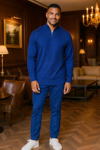 STACY ADAMS Men's Quarter Zipped Pullover Winter Sweater3