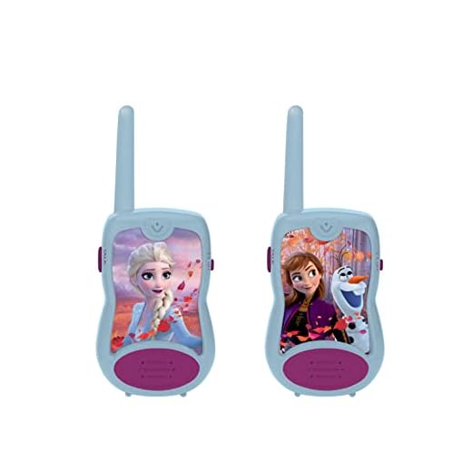 Lexibook TW12FZ Disney Frozen Frozen 2 Elsa Anna Walkie-Talkies, Bältesklämma, batteri, blå, No Color, One Size