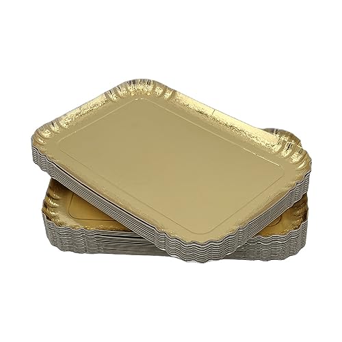 25 Plateaux Traiteur en Carton Finition Or 28x42 cm