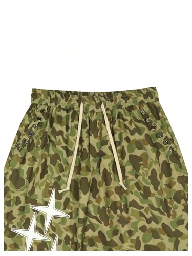 Men's Camo Baggy Pants Y2K Streetwear Drawstring Wide Leg Track Pants Loose Trousers4