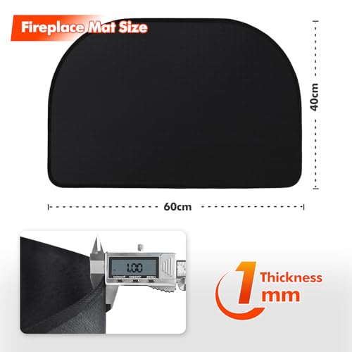 Khongoo Feuerfeste Unterlage, 60x40x0.1cm Funkenschutzplatte für Kaminofen, Feuerfeste Kaminmatte für Kamine Bodenblech, Zum Schutz des Bodens Vor Funken, Schwarz