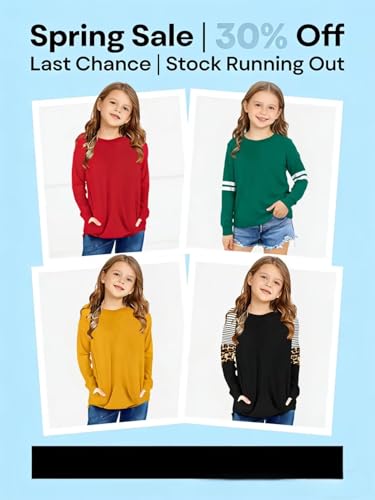 Image of SELINK Girls Big Kids Long Sleeve Striped Color Block Pocket Tees