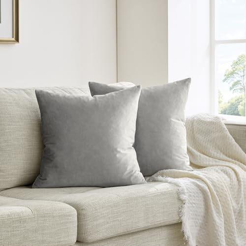 GIGIZAZA Grigio Lusso Cuscino Copre Caso, La striscia di velluto