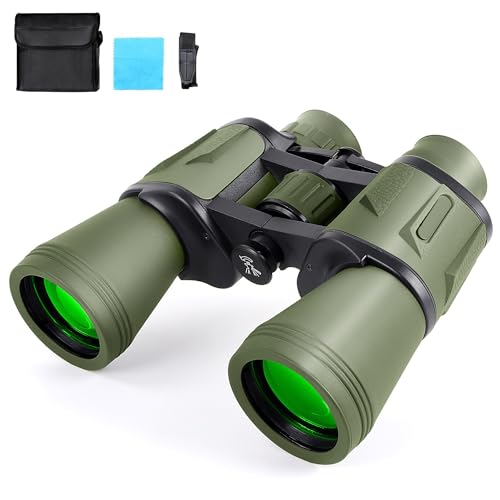 Image of Sounce 12x50 Binoculars for Long Distance | High Power HD Binocular for Adults | BAK4 Prism FMC Green Coated | Bird Watching Stargazing Wildlife Safari | Wide 24mm Eyepiece Durbin (Green)