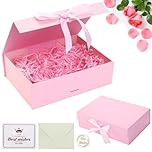 Gift Box with Lids, Magnetic Gift Box Luxury Present Box with Cards Envelopes Confetti Presentation Box Flat Pack Gift Boxes for Birthday Wedding (pink, 22 * 16.5 * 8.8 cm)