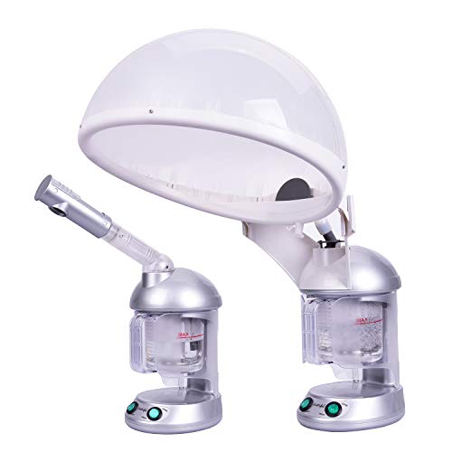 Kingdom KINGDOMCARES Large 2-in-1 Hair and Facial Steamer Face Steamer Humidifier Hot Mist Moisturizing Clear Blackheads Acne Facial Hydration Sauna SPA Skin Care Facial Atomizer (Silver)