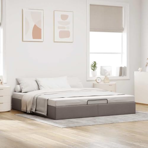 Iiaky Cama Canape 180 x 200 cm Canapé abatible 180 x 200 cm Estructura de Cama otomana 180 x 200 Cama Doble Base tapizada con Somiery Espacio de Almacenamiento-Taupé-180 x 200 cm - imagen 2
