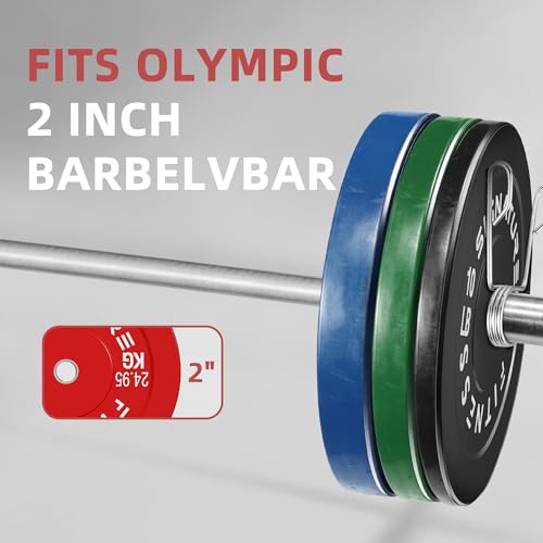 Image of Fitvids 2-Inch Olympic Rubber Weight Plates Sets, Bumper Plates Set Barbell with Mat for Strength Training, 80-370 Lbs Multiple Options