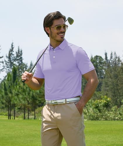 Image of ZITY Golf Shirts for Men Short Sleeve Moisture Wicking Solid Performance Designed Print Collared Casual Polo Shirt