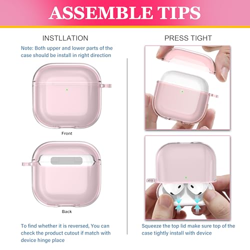 Image of for AirPods 4th Generation Case Cover 2024, Military-Grade Shockproof, Soft TPU Highly Transparent Anti-Yellowing for AirPods 4 Case with Cleaning Kit & Cute Round Buckle, Clear Pink